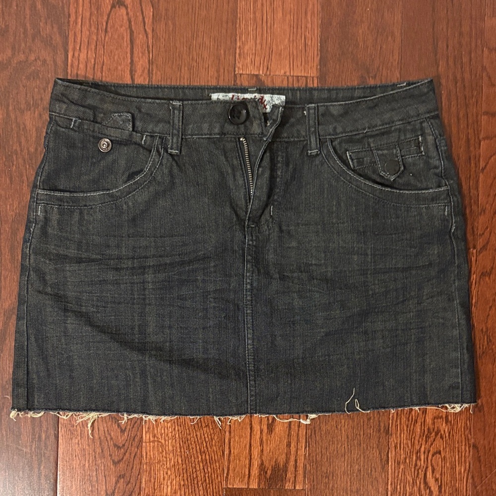 Classic Black Denim Mini Skirt